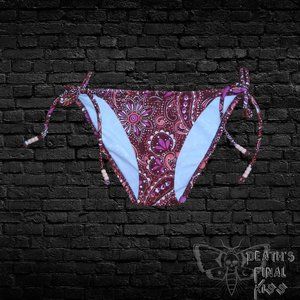 Victoria's Secret beaded paisley side tie skimpy bikini bottom burgundy red pink